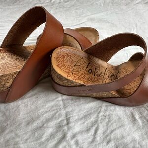 Brown Leather Wedge Sandals